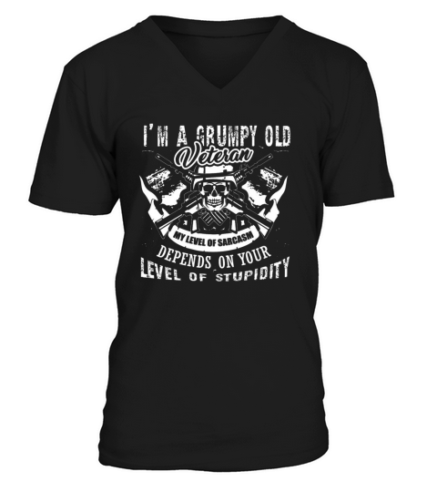 im a grumpy old veteran shirt unisex oversized heavyweight t shirt V-Neck T-shirt