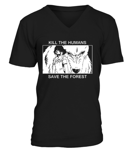 Kill the humans, save the forest, Punk V-Neck T-shirt