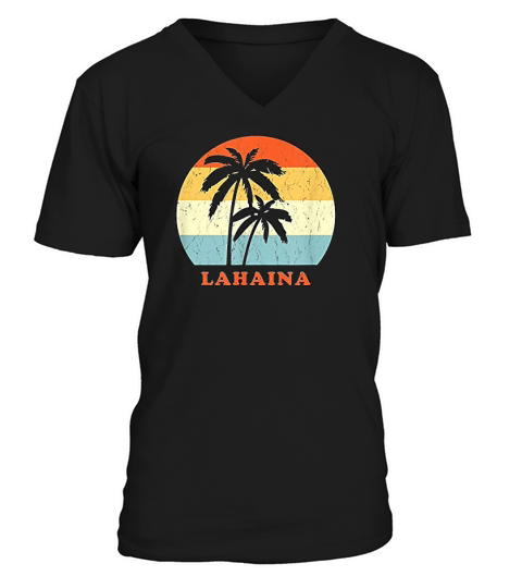 Lahaina Maui Vintage Sun Surf Throwback Vacation V-Neck T-shirt