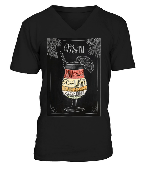 Mai Tai Recipe Vintage Hand Drawn Look T-shirt V-Neck T-shirt