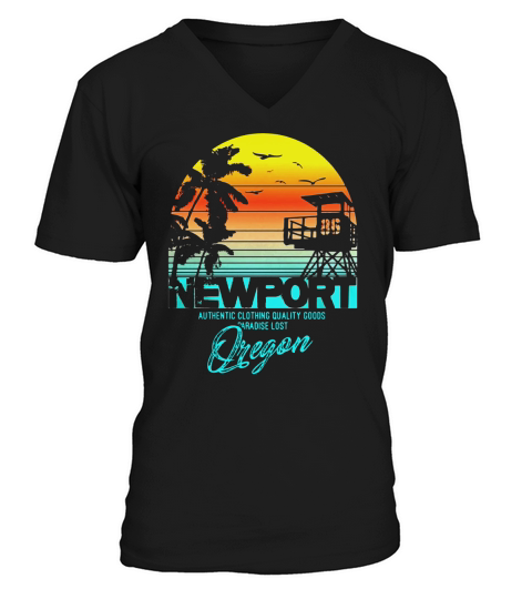 newport Oregon beach shirt V-Neck T-shirt
