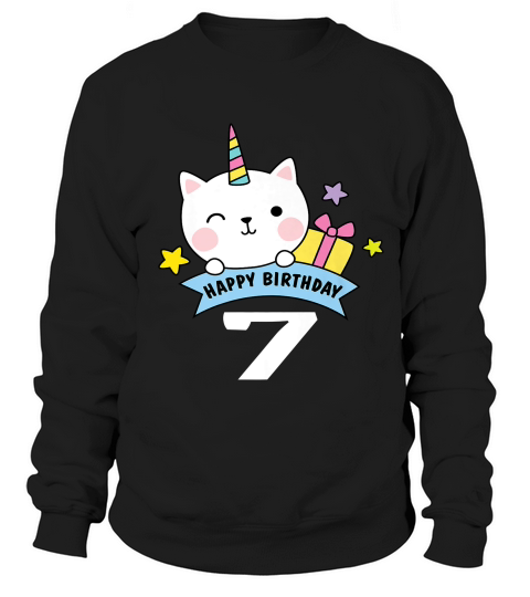 Caticorn 7th Birthday Unicorn Cat Rainbow Shirt Sweatshirt Unisex