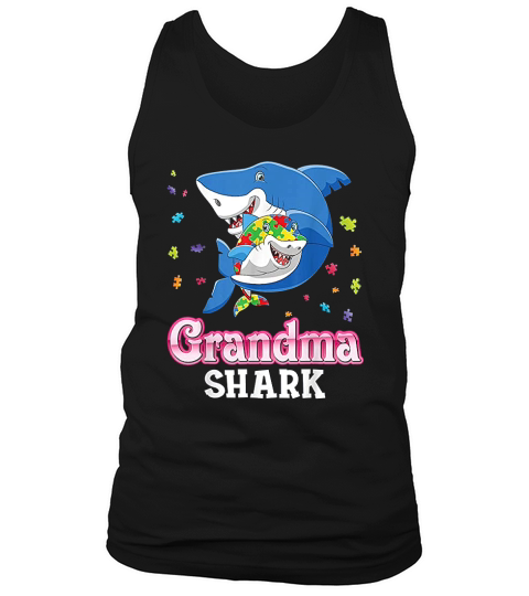 Grandma Shark Awareness Rainbow Puzzle Matching Do Tank Top Unisex