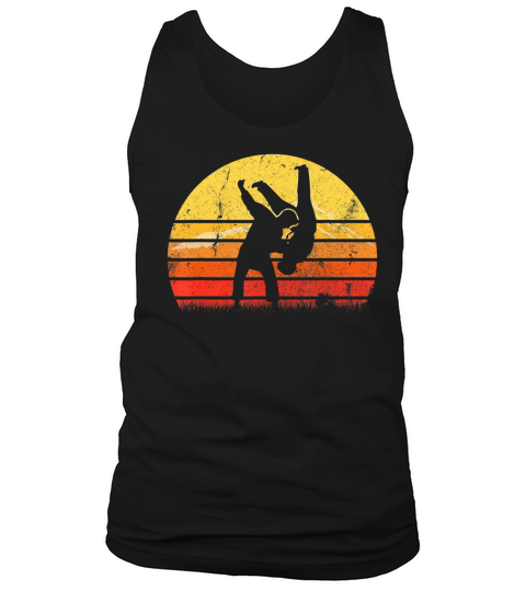 Vintage Retro Judo Player Martial Arts Silhouette Sunset Tank Top Unisex