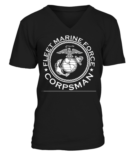 Fleet Marine Force Corpsman Officially Licensed V-Neck T-shirt