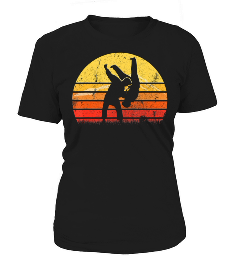 Vintage Retro Judo Player Martial Arts Silhouette Sunset Women's T-Shirt