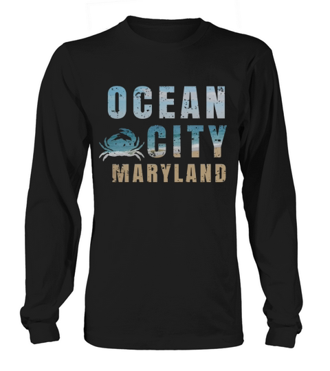 Ocean City Maryland T-shirt - Beach Vacation Blue Crab Shore Long sleeved Unisex