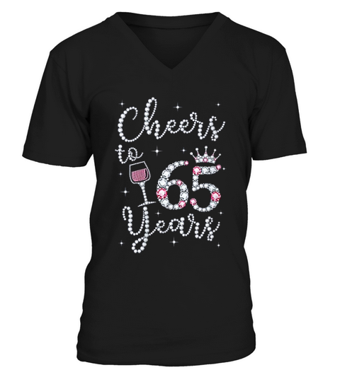 Cheers To 65 Years 1956 65th Birthday Gift V-Neck T-shirt