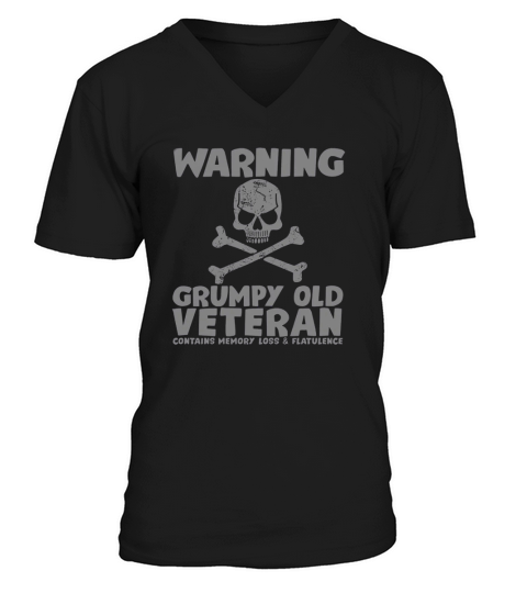 Grumpy Old Veteran warning V-Neck T-shirt