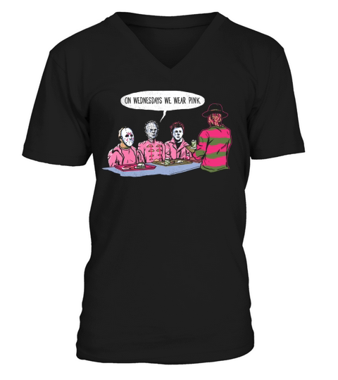 Horror On Wednesdays we wear pink V-Neck T-shirt