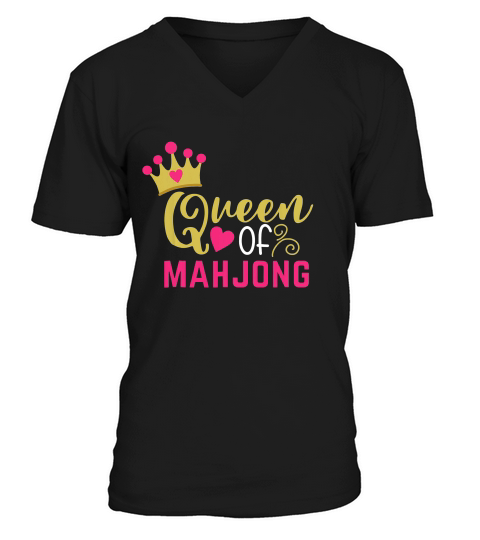 Mahjong Queen Mahjongg Mah Jong Chinese Jewish Gam T-shirt V-Neck T-shirt