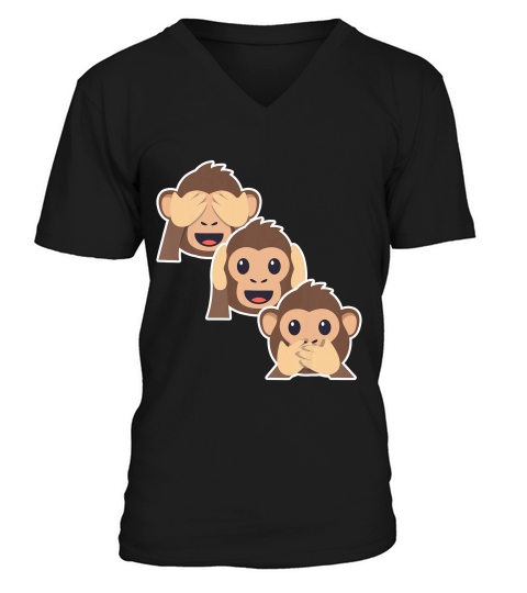 The Three Mystic Apes 3 Monkeys See No Evil T-shirt V-Neck T-shirt
