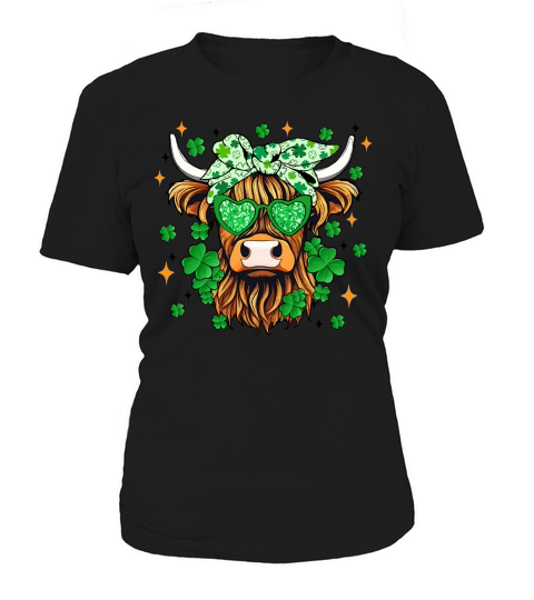St Patricks Day Highland Cow Women's T-Shirt