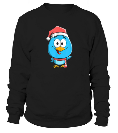Christmas Blue Bird Image Wearing Scarf And Hat Sweatshirt Unisex