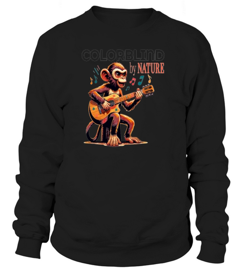 Colorblind by Nature  Melodic Monkey Strums Sweatshirt Unisex