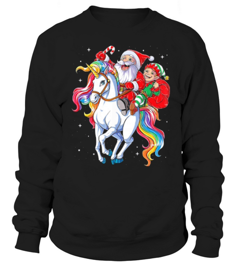 Unicorn Christmas Shirt Girls Santa Elf Sweatshirt Unisex