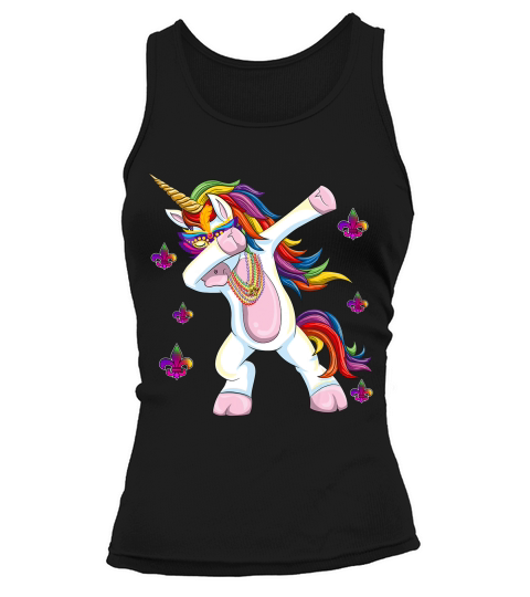 Mardi Gras New Orleans Funny Dabbing Unicorn Dab T-shirt Tank top Woman