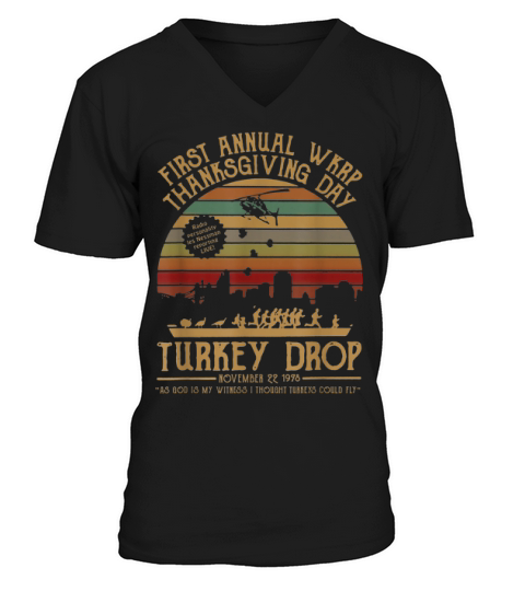 Awesome Funny Turkey Thanksgiving Day Wkrp-turkey-drop Vintage Shirt V-Neck T-shirt