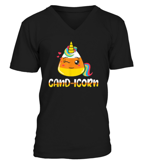 Candicorn Halloween Unicorn Candy Corn Pun V-Neck T-shirt