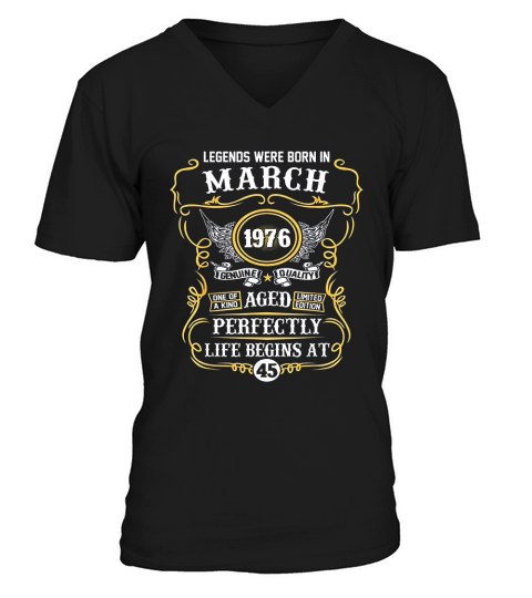 Legends Were Born In March 1976 45th Birthday V-Neck T-shirt