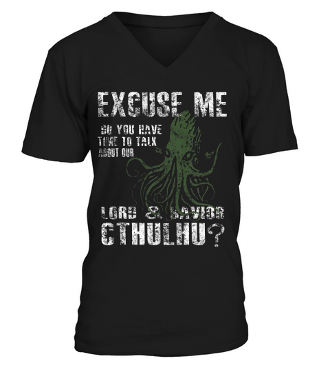 Lord & Savior Cthulhu Funny Parody Religion T-shirt V-Neck T-shirt