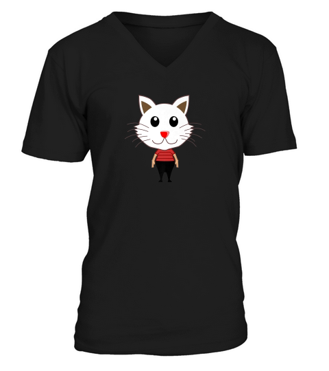 Oversized Cat Head Human Body V-Neck T-shirt