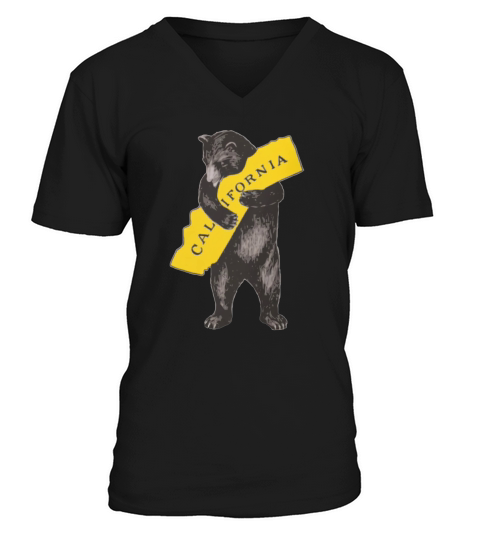 VINTAGE CALIFORNIA BEAR HUG ILLUSTRATION V-Neck T-shirt