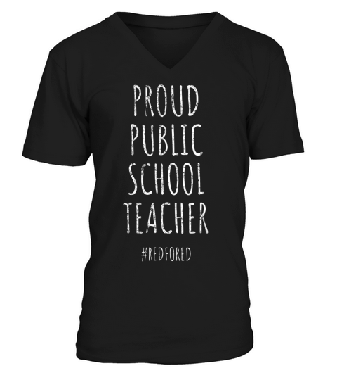 Vintage Proud Public School Teacher Red For Ed T-shirt_2 V-Neck T-shirt