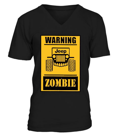 Warning- Jeep Zombie V-Neck T-shirt
