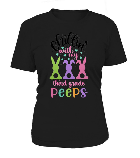 Happy Easter Cute Bunny Chilling With My Third Grade Peeps Teachers Gift Women's T-Shirt