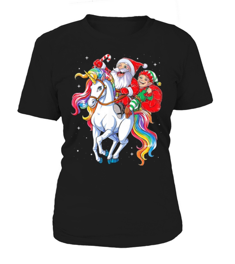 Unicorn Christmas Shirt Girls Santa Elf Women's T-Shirt