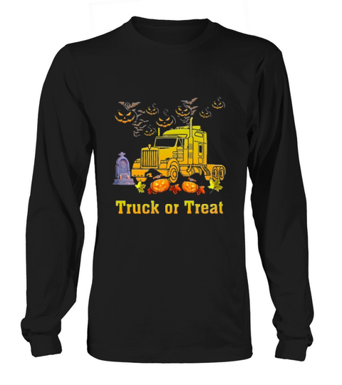 Trucker Truck Or Treat Halloween Long sleeved Unisex