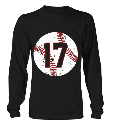 Vintage Baseball Number 17 Shirt Cool Softball Mom Gift Long sleeved Unisex