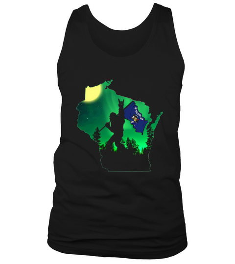 Bigfoot Wisconsin Moonlit Night Map Flag Tank Top Unisex
