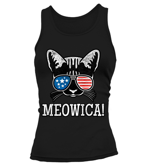 American Flag Patriotic Cat Tshirt Funny Gift Meowica T-shirt Tank top Woman