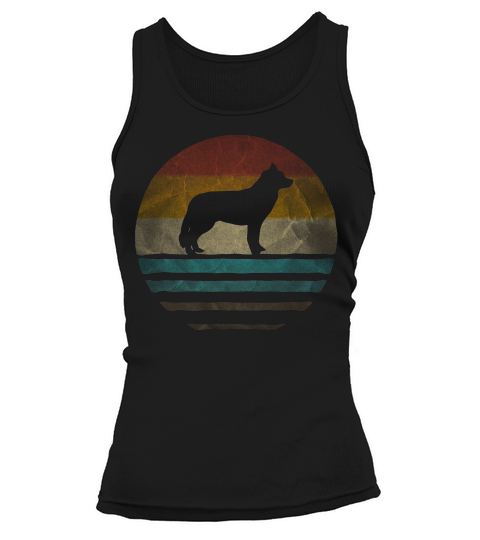 Siberian Husky Dog Shirt Retro Vintage 70s Silhouette Gift Tank top Woman