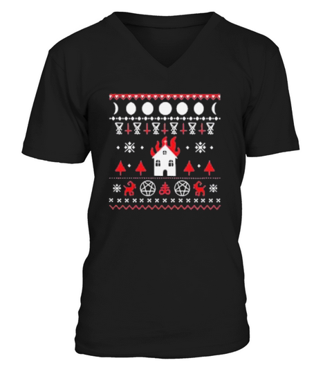 Burning Church Ugly Christmas 2020 V-Neck T-shirt