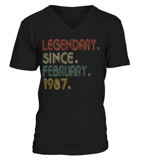 February 1987 Funny 32 Years Old 32nd Birthday Gift T-shirt V-Neck T-shirt