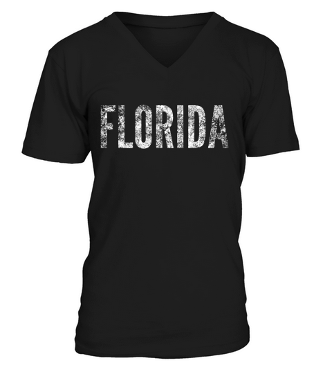 Florida Bold Distressed Style Florida Graphic T-shirt V-Neck T-shirt