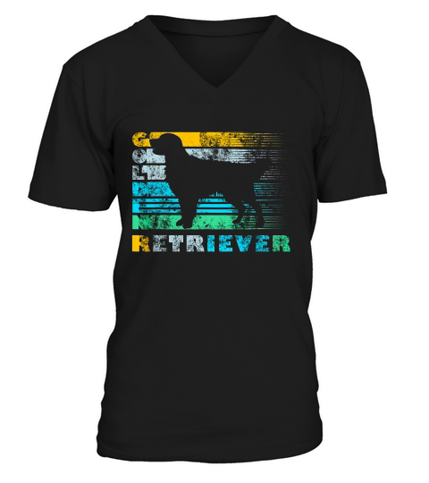 Golden Retriever Vintage Retro Silhouette Distressed T-shirt V-Neck T-shirt