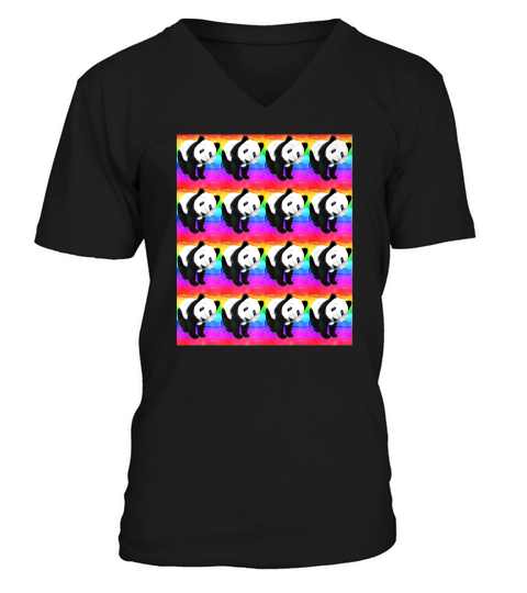 Rainbow Panda Bear Colorful Design V-Neck T-shirt