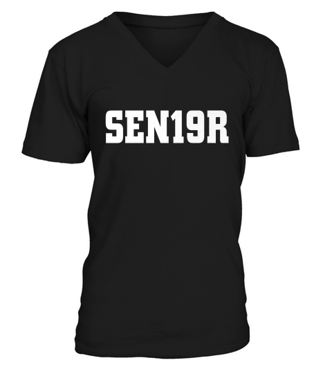 Sen19r Senior Graduate School Color White T-shirt V-Neck T-shirt