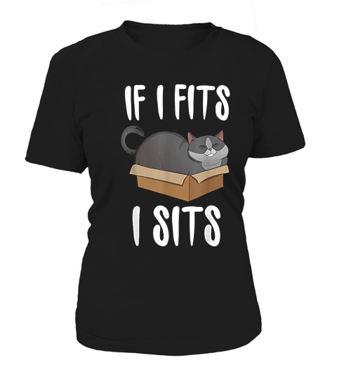 If I Fits I Sits Cat Meme Funny Cat In A Box Women's T-Shirt