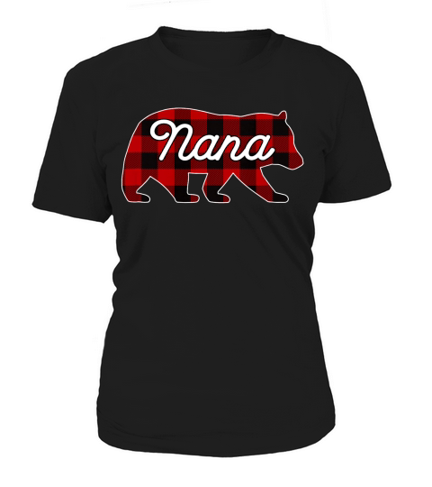 Nana Bear T-shirt Red Buffalo Plaid Matching Family Pjs Women's T-Shirt