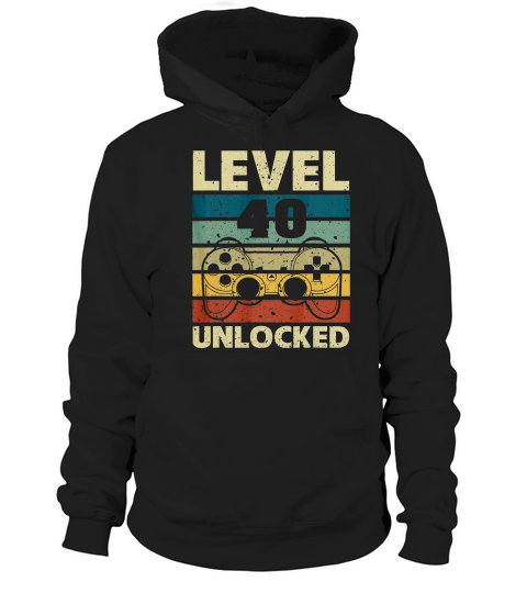 Level 40 Unlocked Vintage Gamer 40th Birthday Gifts T-shirt Hoodie Unisex