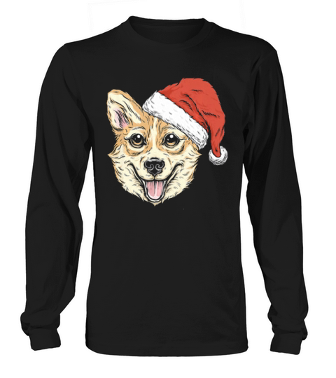 Corgi Dog Santa Hat Funny Long sleeved Unisex