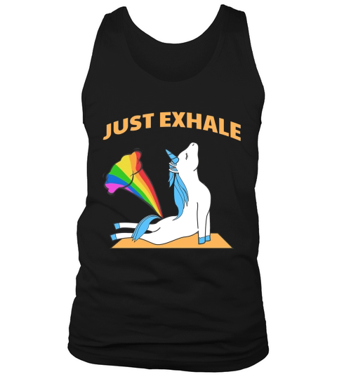 Funny Unicorn Yoga Farting Rainbow Just Exhale T Shirt Tank Top Unisex