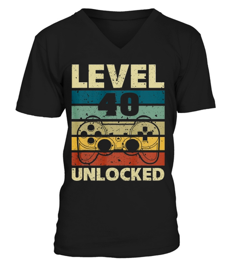 Level 40 Unlocked Vintage Gamer 40th Birthday Gifts T-shirt V-Neck T-shirt