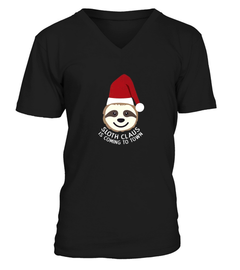 Slothclaus Santa Sloth Funny Ugly Christmas V-Neck T-shirt