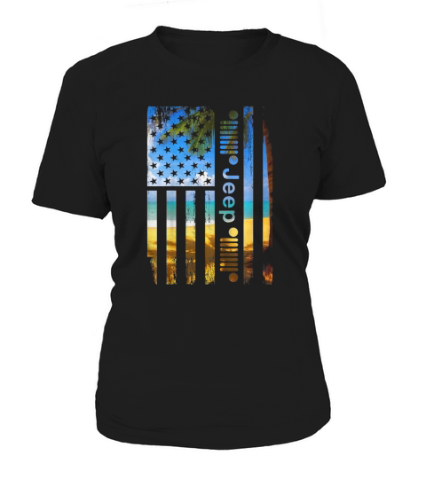 Jeep American Flag Summer Beach Jeep Drivers Women's T-Shirt